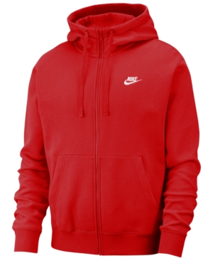 Shop Nike Men's Sportswear Club Fleece Full-zip Hoodie In University Red