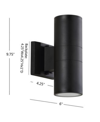Duo 9.75" Cylinder Outdoor Metal/Glass Integrated LED Sconce with Uplight