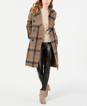 KENDALL + KYLIE PLAID DOUBLE-BREASTED COAT