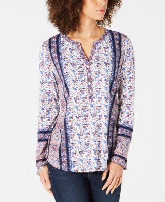 Printed Tab Sleeve Top
