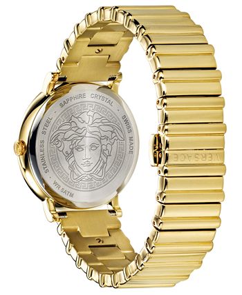 Versace Women's Swiss V Circle Logomania Edition Gold-Tone Stainless Steel  Bracelet Watch 38mm - Macy's