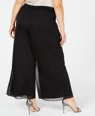 Plus Size Mesh Wide-Leg Pants