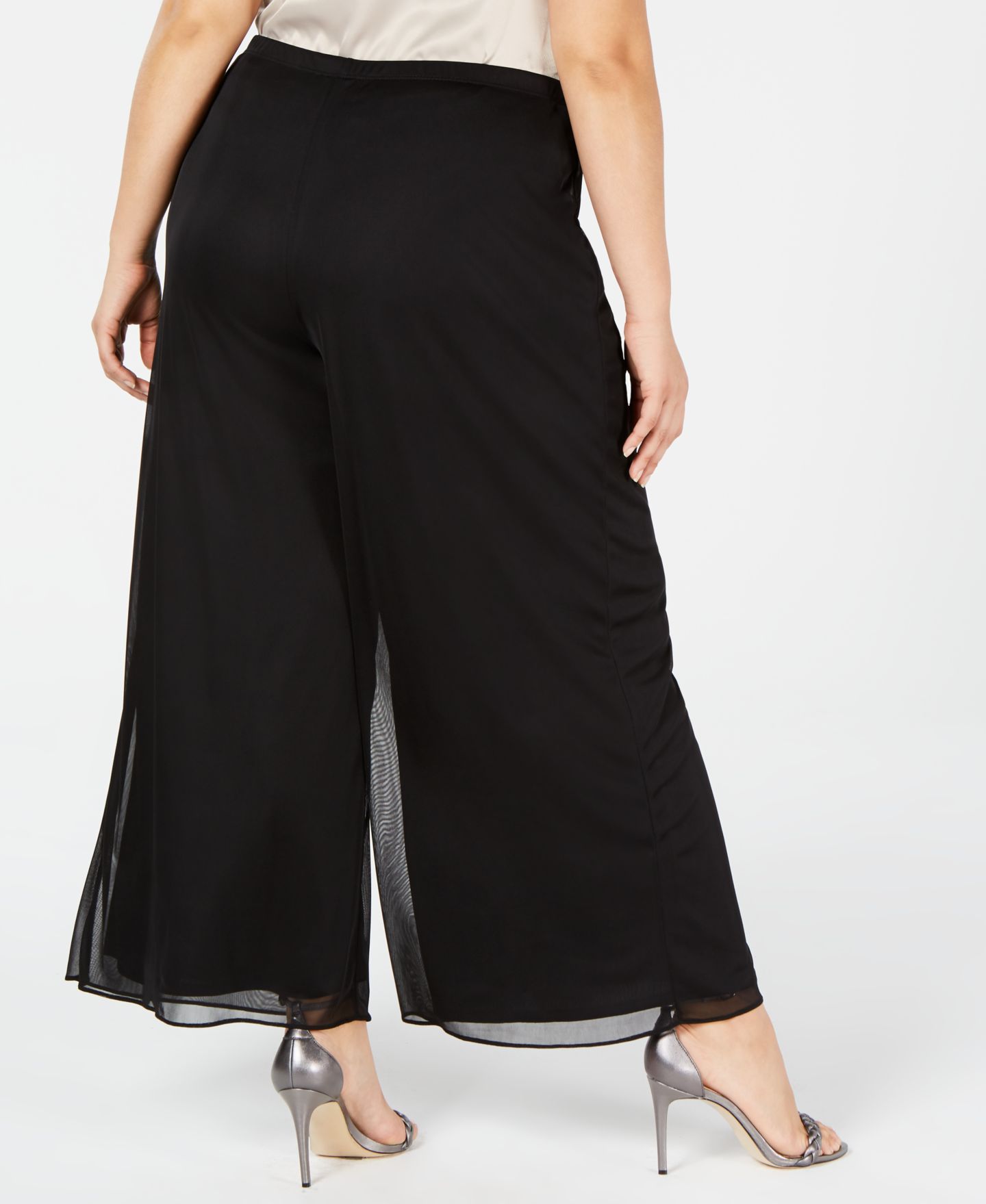 Женские брюки MSK Mesh Wide-Leg Dress Pants, цвет: Чёрный — фото 2
