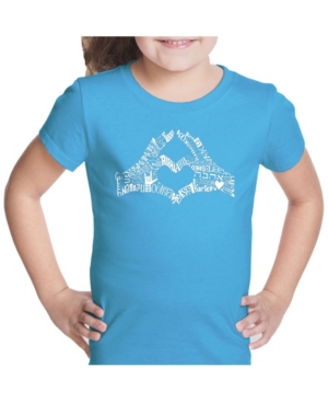 La Pop Art Girl's Word Art T-Shirt - Finger Heart