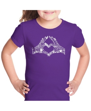 La Pop Art Girl's Word Art T-Shirt - Finger Heart