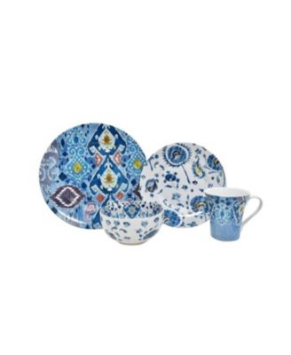 222 Fifth - Indigo Fade 16 Piece Porcelain Dinnerware Set