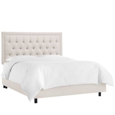 Skyline - Queen Tufted Rectangle Bed in Linen Talc