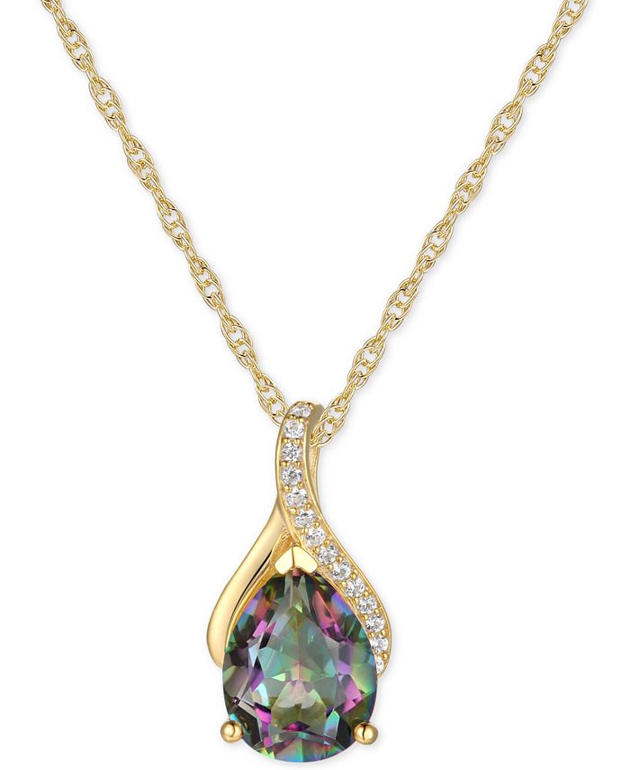 Macy's - Mystic Topaz (1-7/8 ct. t.w.) & Diamond (1/20 ct. t.w.) 18" Pendant Necklace in 14k Gold