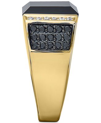 EFFY エフィ ブラック ダイヤモンド リング ヴィンテージ Effy Sterling Silver and 14 Karat Yellow Gold Black Onyx and