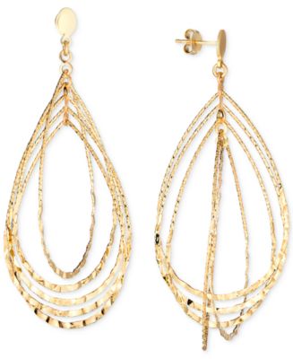 Textured Multi-Teardrop Drop Earrings in 14k Gold-Plated Sterling ...