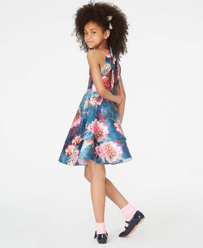 Rare Editions Big Girls Floral-Print Tiered Dress - Macy's