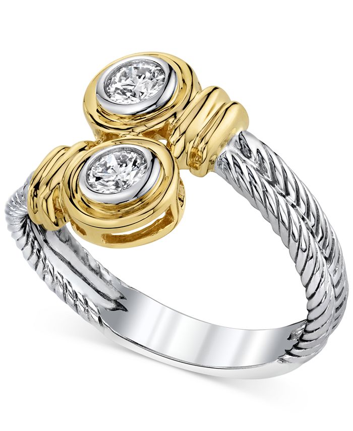 Macy's Diamond Twist Ring (1/3 ct. t.w.) in 14k White & Yellow