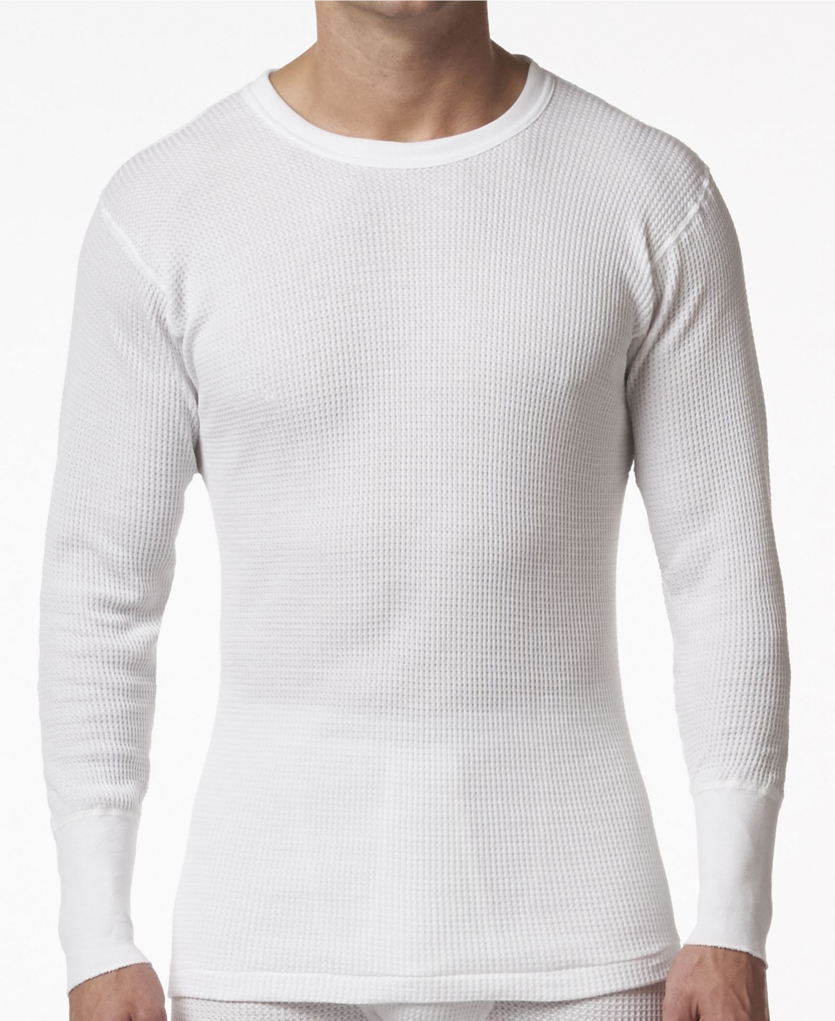 Men's Waffle Knit Thermal Long Sleeve Shirt - White