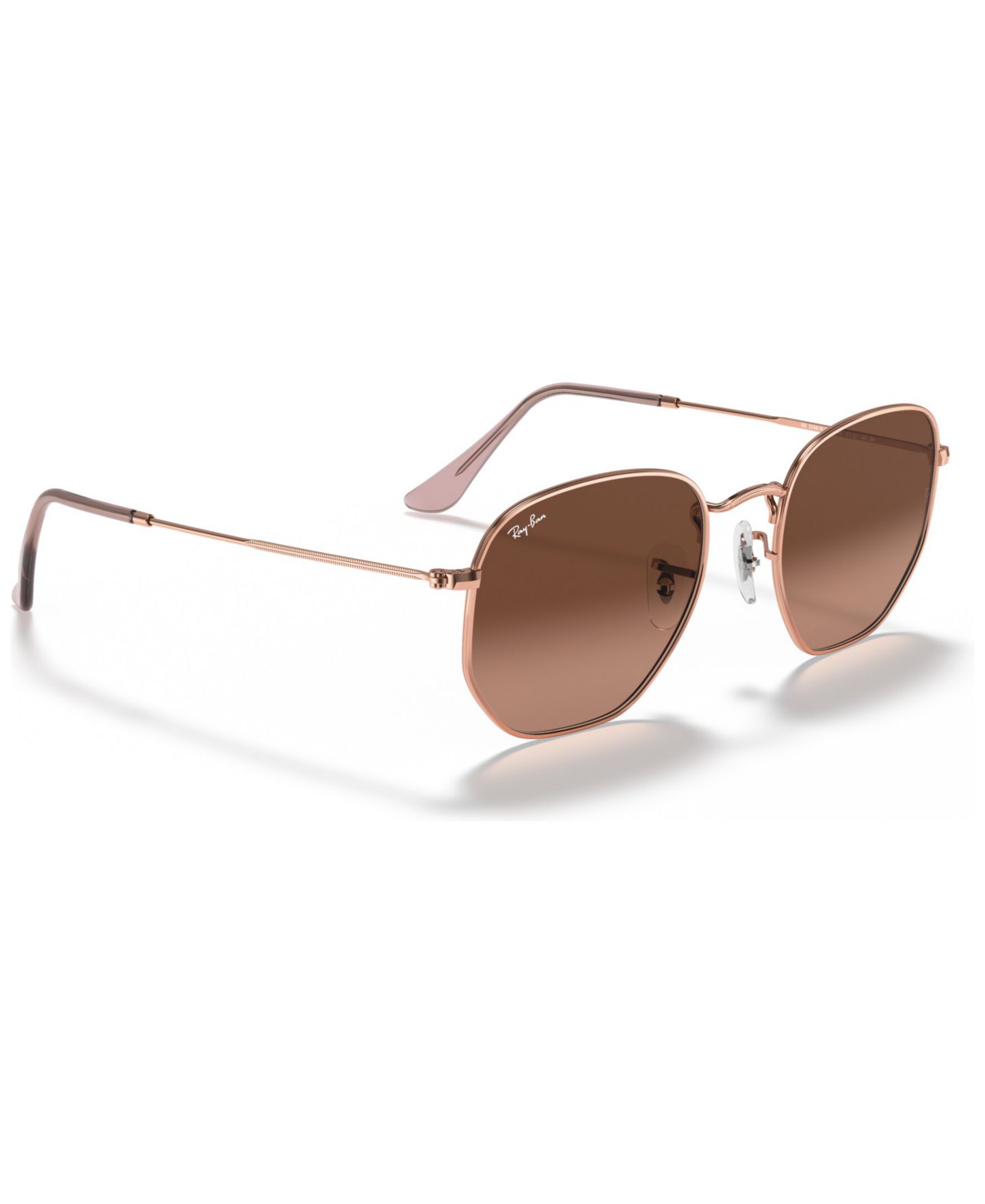 Солнцезащитные очки Ray-Ban Unisex Sunglasses, RB3548N Hexagonal Flat Lenses, цвет: Медный розовый градиентный коричневый — фото 4