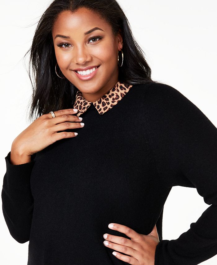 Charter Club Plus Size Cashmere Layered-Look Sweater, Created for Macy ...