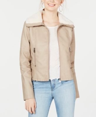 CoffeeShop - Juniors' Faux-Fur-Collar Moto Jacket