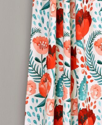 Lush Decor Poppy Garden Room Darkening Window Curtain Panels Pair 52"W x 95"L - Floral Curtains for Living Room- Bedroom Curtains Cottage