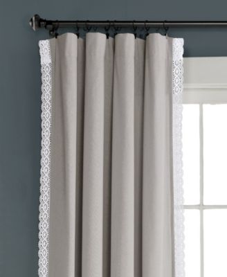 Lush Decor Rosalie Light Filtering Window Curtain Panels, Pair, 54" W x 95" L, Light Gray - Lace Curtains for Living Room - Vintage