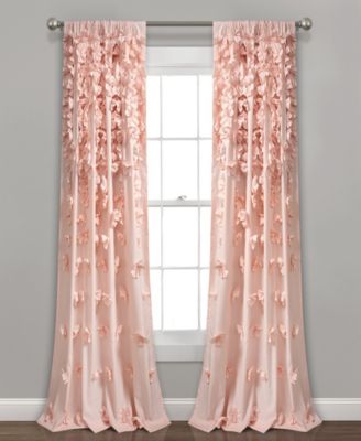 Lush Decor Riley Light Filtering Window Curtain Pane L, Blush - Cute Curtains for Bedroom - Bow Decor - Coquette Curtains for Windows