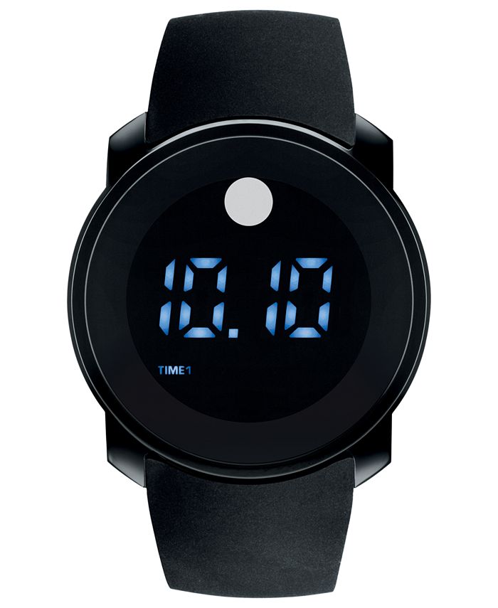 Movado Men s Digital Bold Black Silicone Strap Watch 45mm 3600144