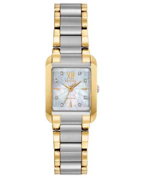 Женские часы Citizen Eco-Drive Bianca Diamond-Accent Two-Tone Stainless Steel Bracelet Watch 22mm