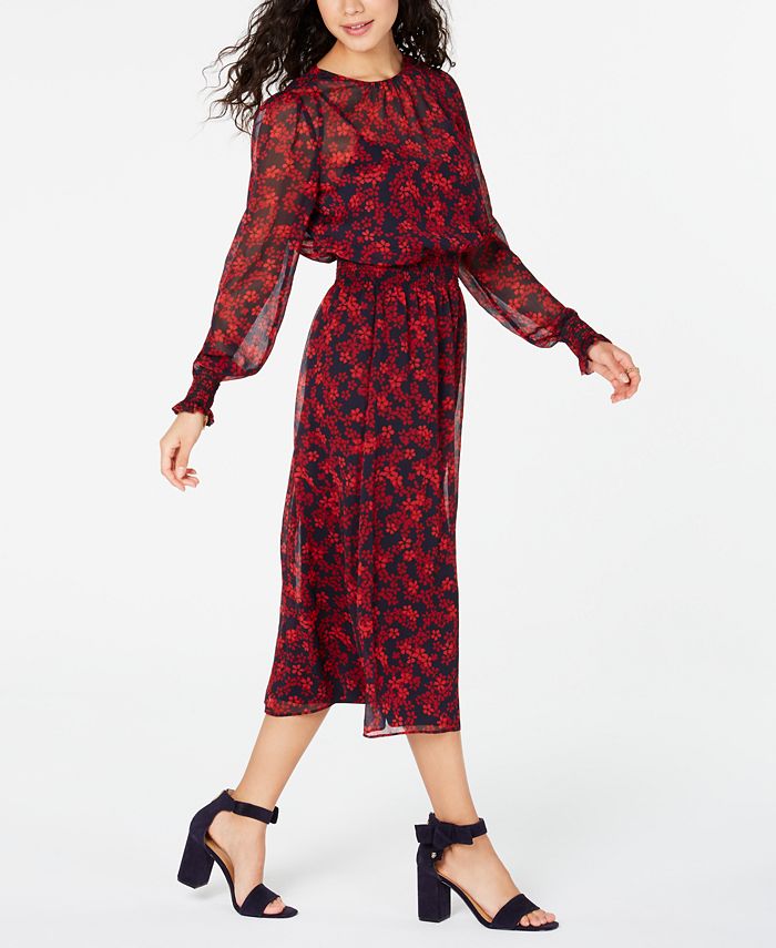 Tommy Hilfiger Long Sleeve Floral Dress, Created for Macy's - Macy's