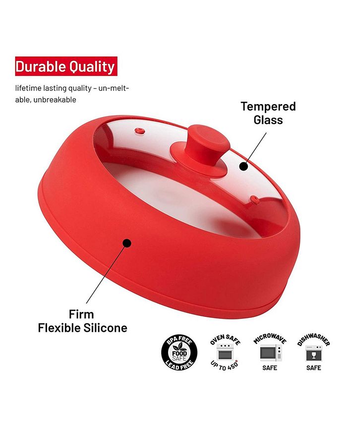 Bezrat Classic Touch Silicone and Glass Microwave Plate Cover Macy's