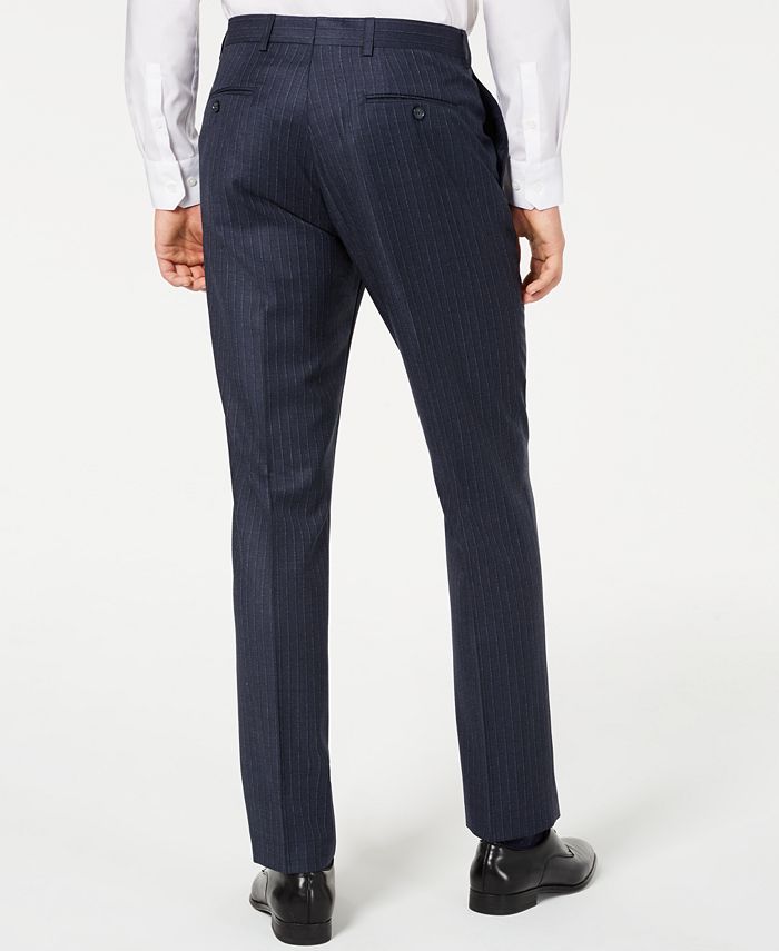 DKNY Men's Modern-Fit Stretch Navy Blue Double Pinstripe Suit Pants ...