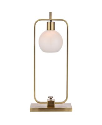 Harp & Finial - Crosby Table Lamp Antique Brass Finish on Metal Body Opal Glass Shade