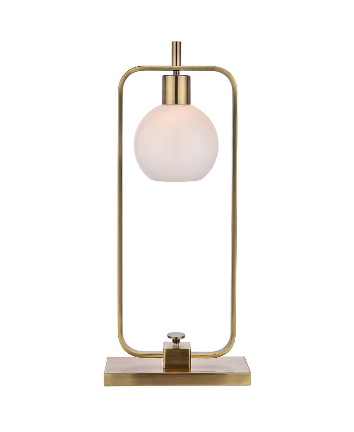 Harp & Finial - Crosby Table Lamp Antique Brass Finish on Metal Body Opal Glass Shade