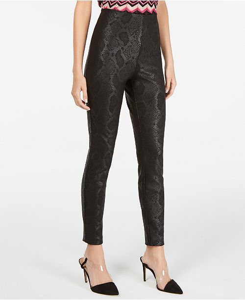 INC International Concepts INC Petite Metallic Python-Embossed Skinny Pants, Created For Macy's