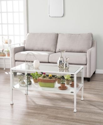 Southern Enterprises Louisburg Terrarium White Display Cocktail Table