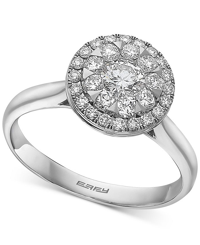 EFFY Collection - Diamond Halo Cluster Engagement Ring (3/4 ct. t.w.) in 14k White Gold