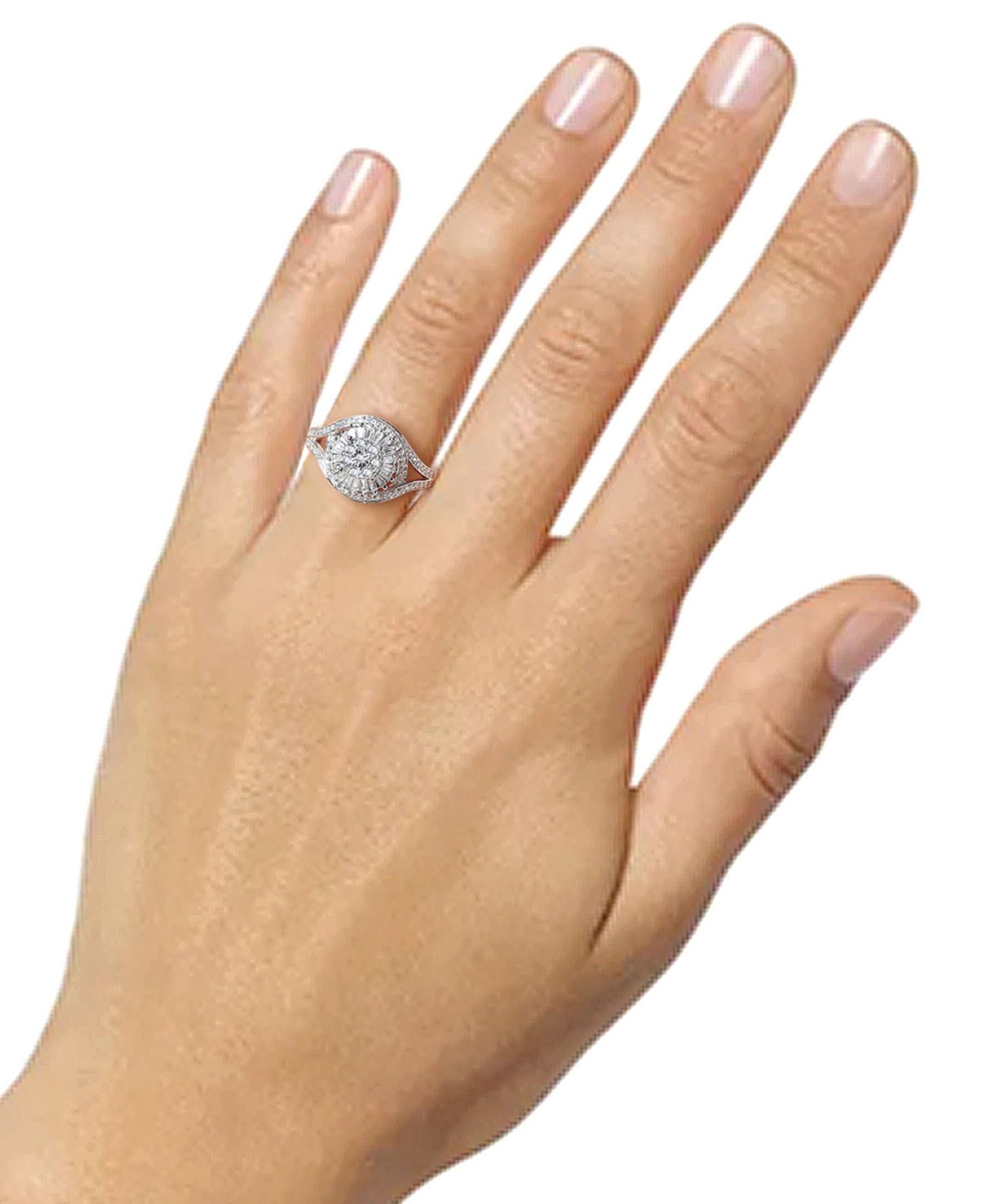 Diamond Starburst Cluster Ring (1/2 ct. t.w.) in Sterling Silver