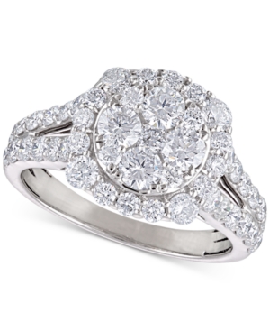 image of Diamond Cluster Engagement Ring (2 ct. t.w.) in 14k White Gold