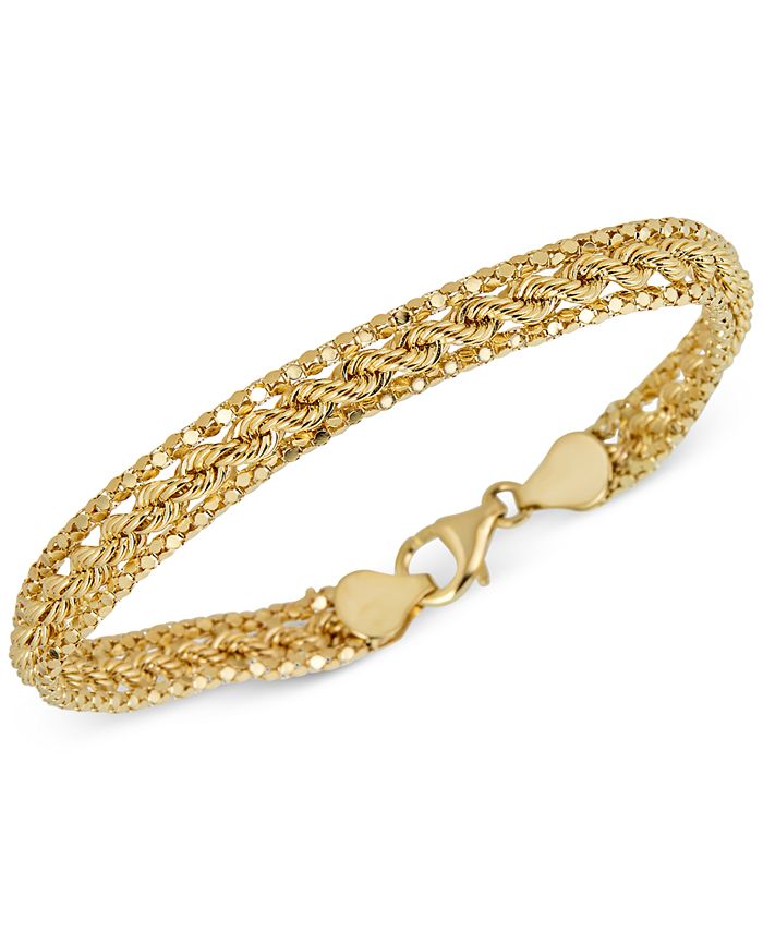 Italian Gold Popcorn Rope Triple Strand Bracelet in 14k Gold Macy's