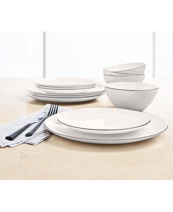 Hotel Collection Black Line 12Pc. Dinnerware Set, Service for 4