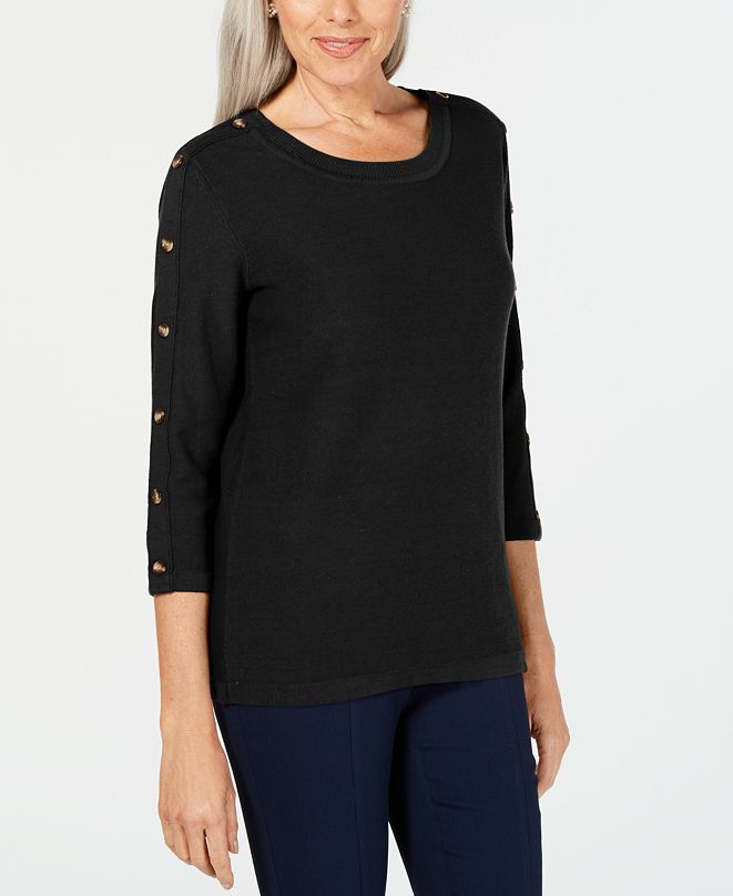 Karen Scott 3/4-Sleeve Sweater, Created for Macy's & Reviews - Sweaters ...