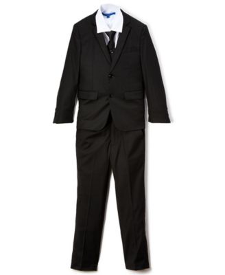 Big Boy's 5-Piece Shirt, Tie, Jacket, Vest and Pants Solid Suit Set
