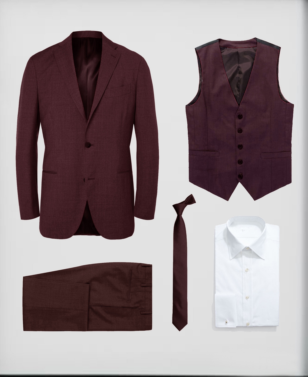 Perry Ellis Big Boy's 5-Piece Shirt, Tie, Jacket, Vest and Pants Solid Suit Set