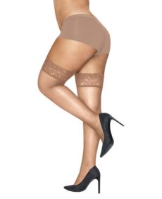 Hanes Curves Plus Size Illusion Thigh High Sheer Tights - Macy's