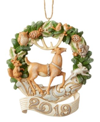 Jim Shore - White Woodland Dated 2019 Deer Ornament