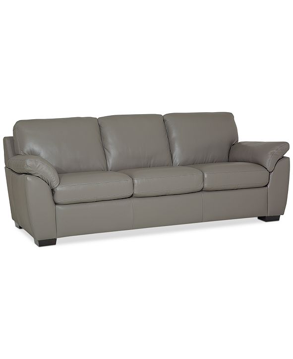 Furniture Lothan 87&quot; Leather Sofa with 3 Cushions, Created for Macy&#39;s & Reviews - Furniture - Macy&#39;s