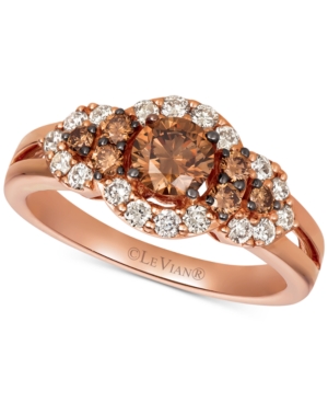image of Le Vian Chocolate Diamonds (5/8 ct. t.w.) & Nude Diamonds (3/8 ct. t.w) Statement Ring in 14k Rose, Yellow or White Gold
