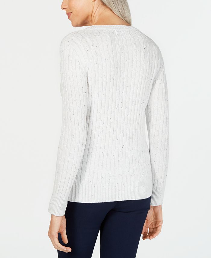 Karen Scott Womens Cable Knit Sweater White Size Petite Xl main image 0