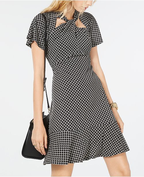 Michael Kors Circle Logo Twist Neck Dress Regular Petite Sizes