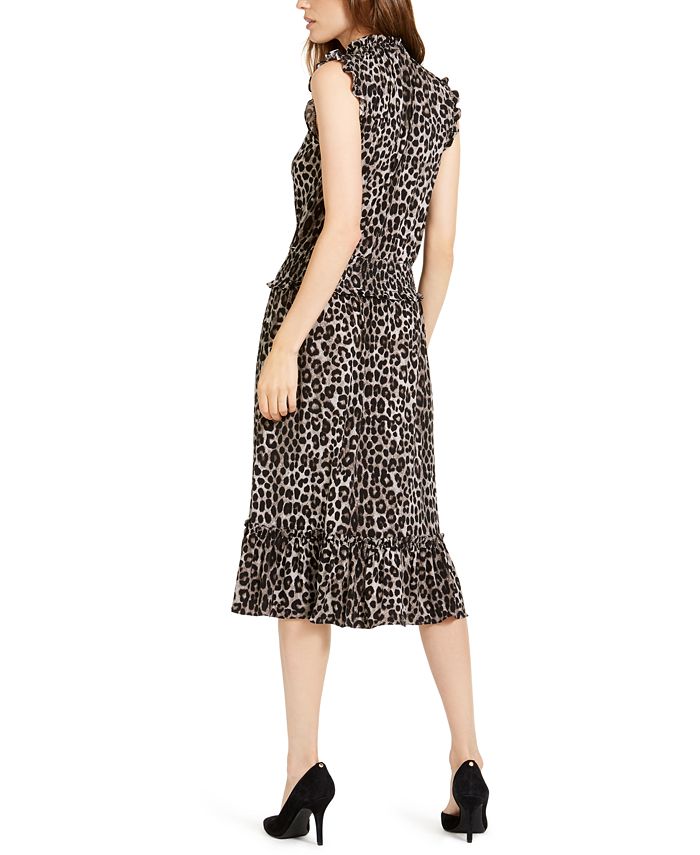 Michael Kors Women's Smocked Ruffled Pullover Lined Floral Long Sleeve Surplice Neckline Short Party Faux Wrap Dress Black Size Medium