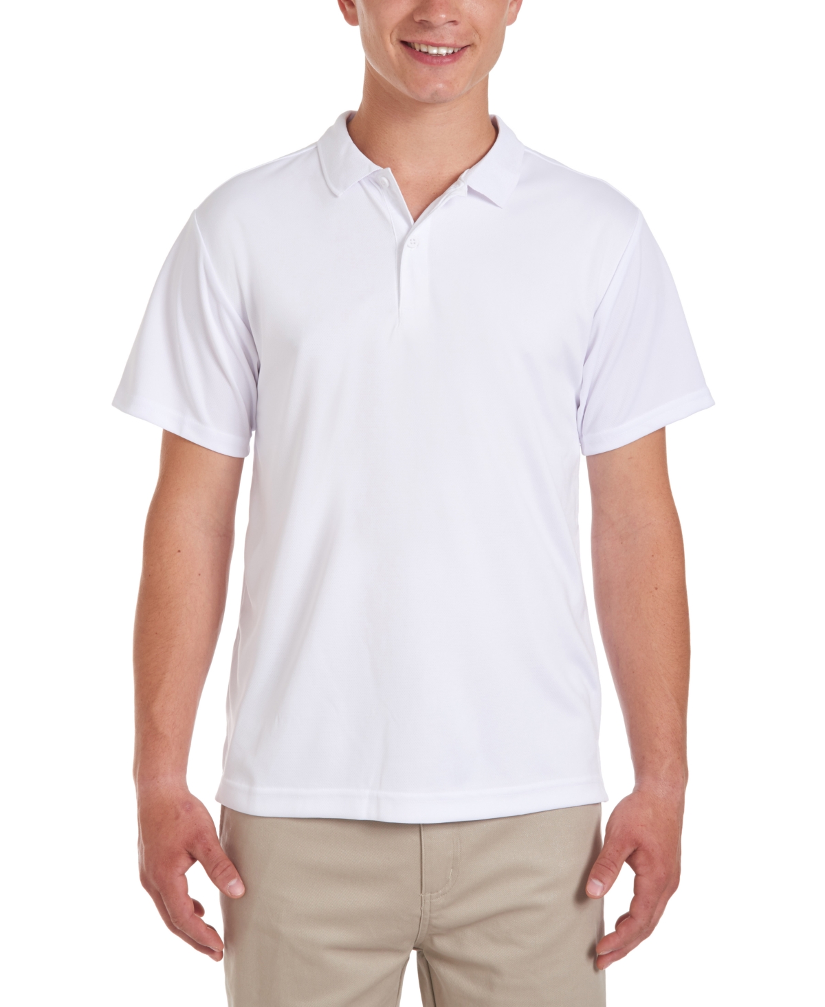 Young Men Uniform Short Sleeve Performance Stretch Polo - Light Blue