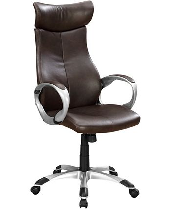 Monarch Specialties - Office Chair - Brown Leather-look High Back Executive