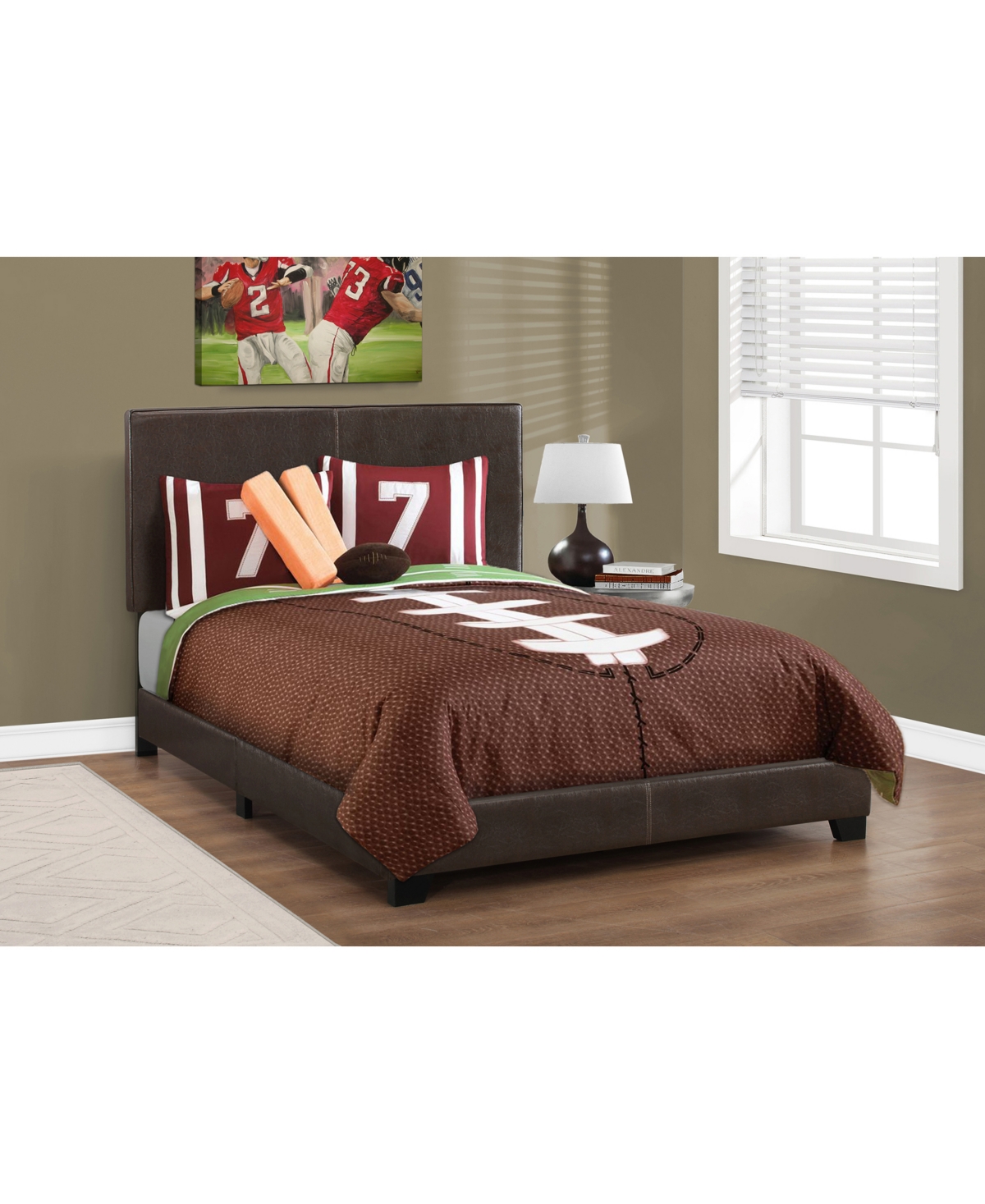 Monarch Specialties Size Leather Look Bed